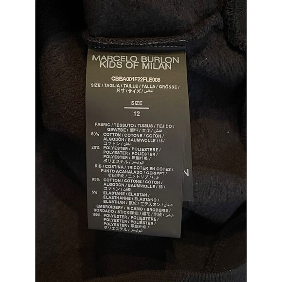Marcelo Burlon Kids of Milan Blue Monster Bull Black Sweatshirt Youth Size 12 - Picture 7 of 9